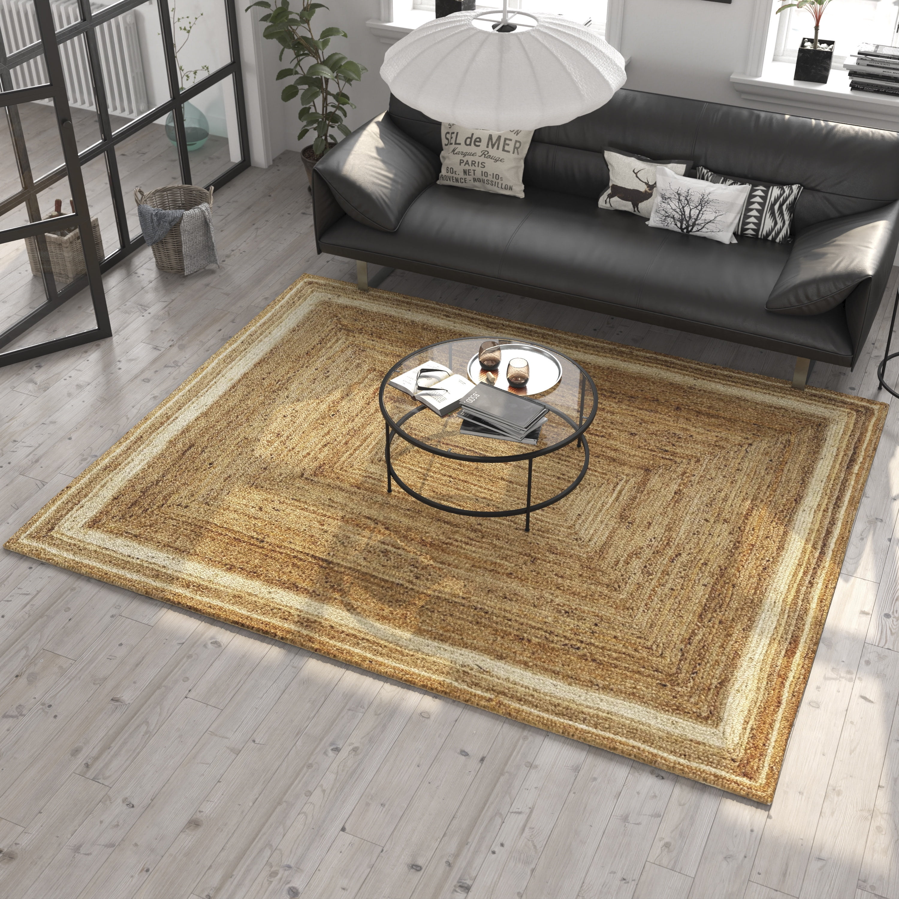 HBCY Creations Indoor/Outdoor Area Rug - Grey Diamond Pattern - 8' x 10 ...