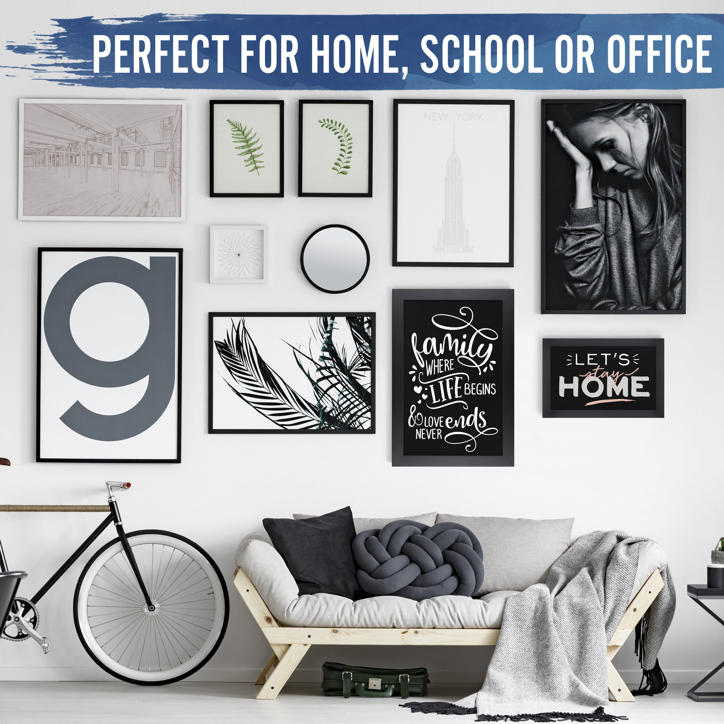 Rustic Black Magnetic Pine Wood Framed Chalkboard, 11" x 17"