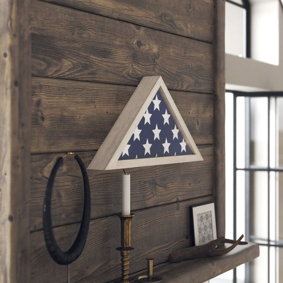 HBCY Creations Rustic Flag Case - SOLID WOOD Military Flag Display Case for 9.5 x 5 American Veteran Burial Flag, Wall Mounted Burial Flag Frame - (Whitewashed)