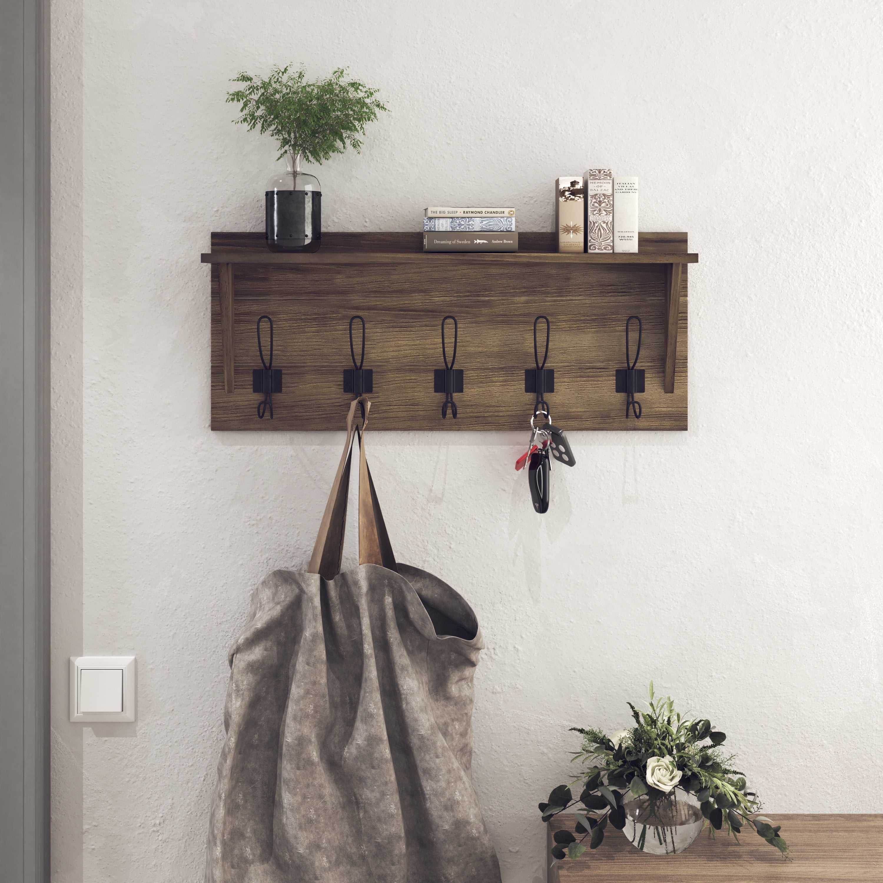 HBCY Creations Rustic Wall Mounted Coat Rack 24