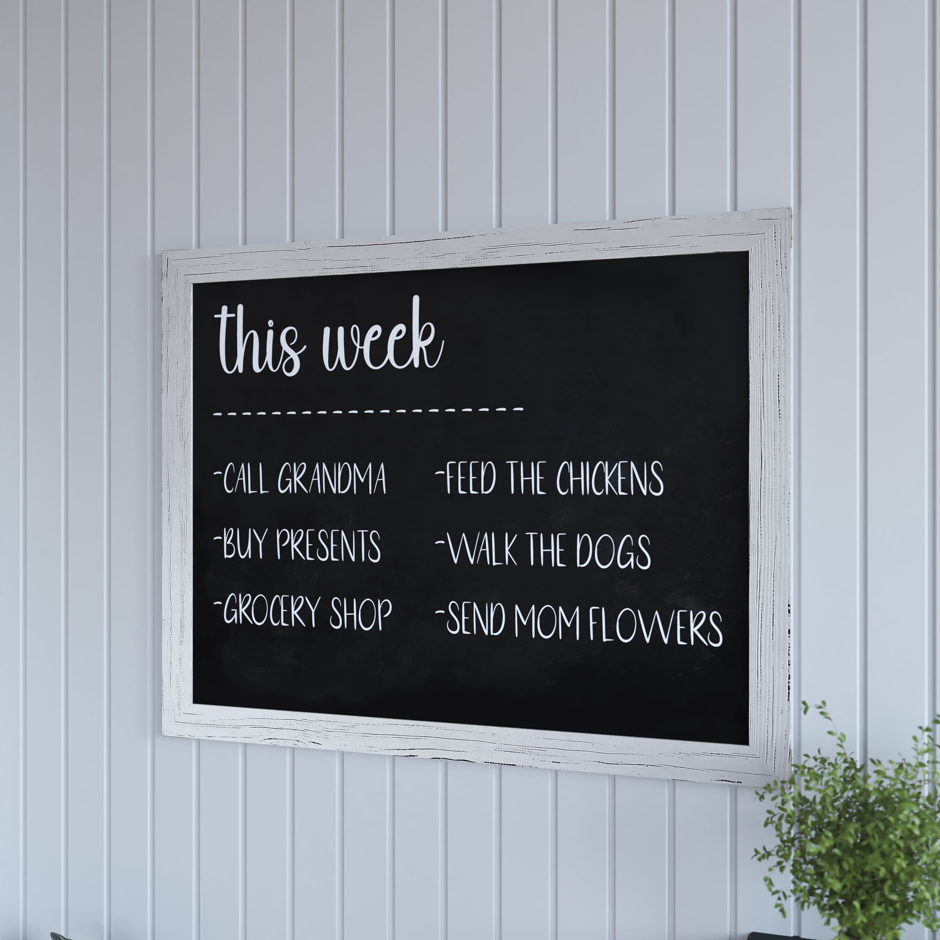 HBCY Creations Rustic Whitewashed Magnetic Wall Chalkboard, Extra Large Size 32x46, Framed Decorative Chalkboard - For Kitchen, Weddings, Restaurant Menus and More!