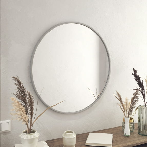 HBCY Creations Silver Circle Wall Mirror 30 Inch Black Round Wall Mirror for Entryways, Washrooms, Living Rooms