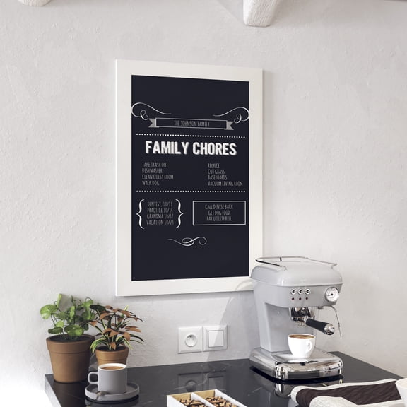 HBCY Creations Solid White Magnetic Wall Chalkboard, Extra Large Size 20" x 30", Framed Decorative Chalkboard with Eraser - For Kitchen, Weddings, Menus and More!