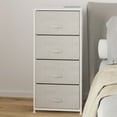 thumbnail image 1 of HBCY Creations Vertical Storage Dresser - Wood Top - White Metal Frame - Four Gray Easy Pull Fabric Drawers - Assembles in 10 Minutes or Less, 1 of 13