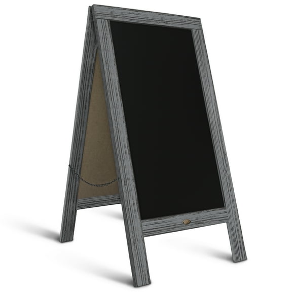 HBCY Creations Vintage Graywash Wooden A-Frame Chalkboard / Sidewalk Chalkboard Sign / Large 40" x 20" Sturdy Sandwich Board / A Frame Restaurant Message Board