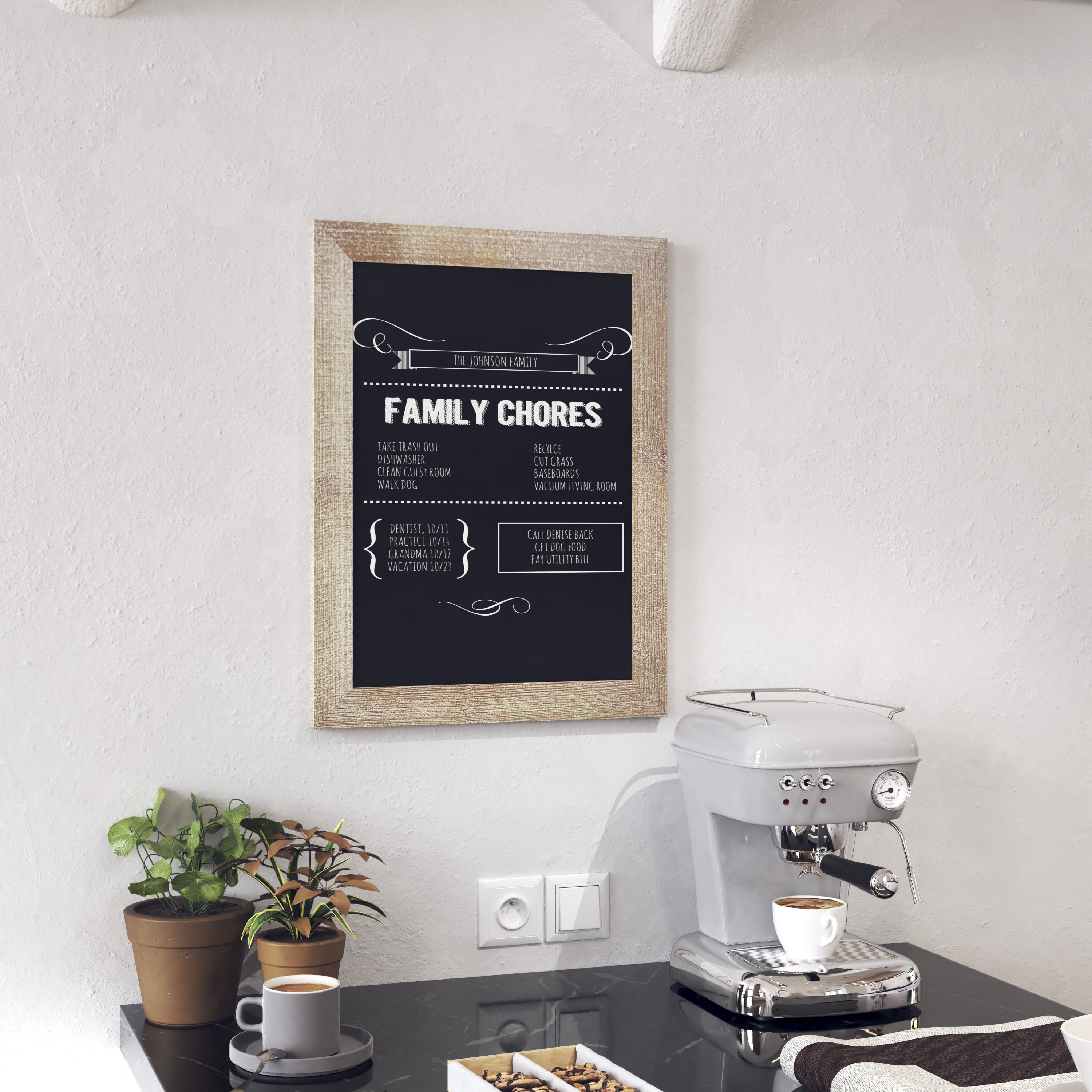 Weathered Pine Wood Framed Magnetic Chalkboard, 18" x 24"