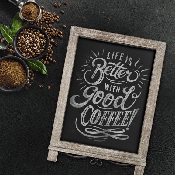 HBCY Creations Wooden Tabletop Chalkboard with Legs/Vintage Wedding Table Sign/Small Kitchen Countertop Memo Board/Antique Wooden Frame (12" x 17") (Weathered Brown)