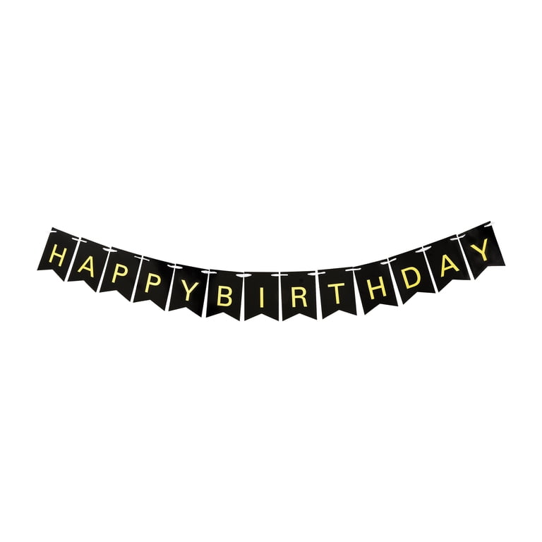 Way To Celebrate Black Gold Happy Birthday Flag Banner 6 ft Party