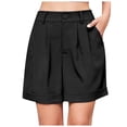 thumbnail image 1 of Bysome Womens Shorts Casual Summer Dressy Casual Elastic Waist Wide Leg Suit Tailored Shorts Comfy Elagant Work Trouser Shorts Black L, 1 of 9