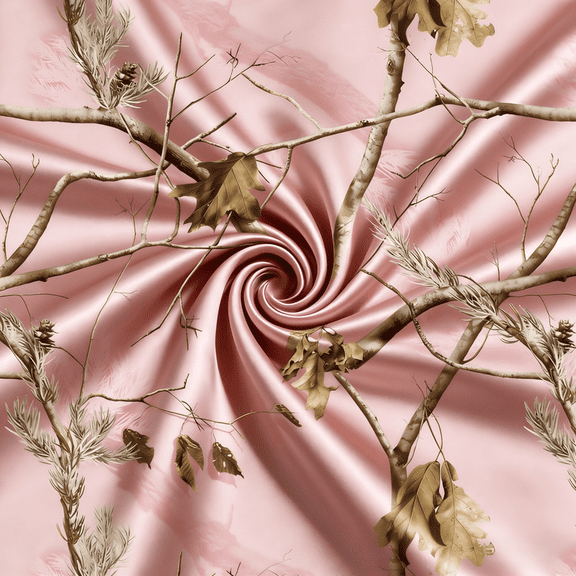 HBDesign 60 Inch by the yard Light Pink Camouflage Satin Fabric Tree Branch Print Premium Polyester Satin for DIY Craft, Upholstery, Home Decor Appare(1 yard)