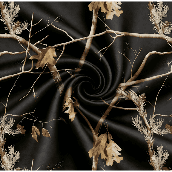 HBDesign 60 In by the yard Black Camouflage Satin Fabric Realistic Tree Branch Camo Material for DIY Home Decor, Apparel, Upholstery, and Crafts Luxurious(5yard)