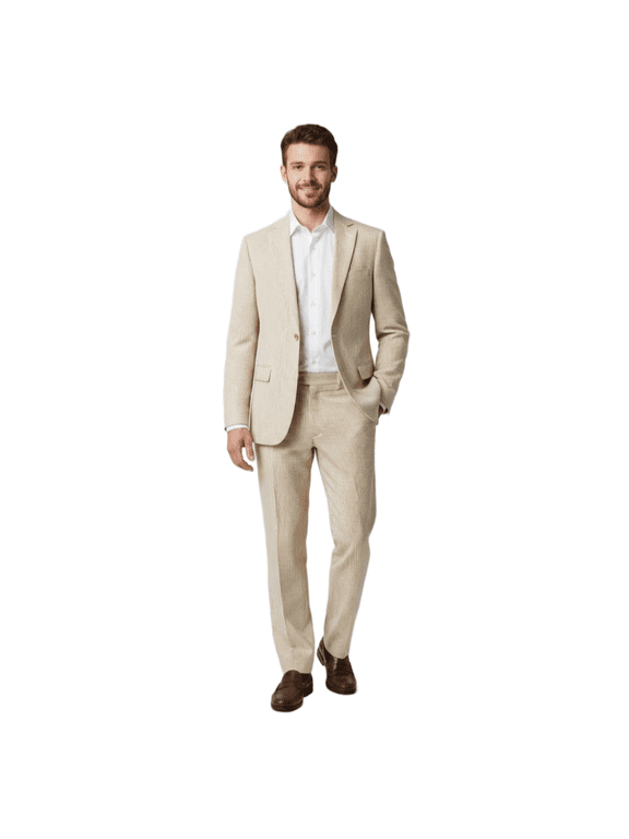 HBDesign Men's 2 Piece Seersucker Suit Set Lightweight Breathable Striped Blazer Pants for Business Casual Wedding Daily Wear Multiple Colors