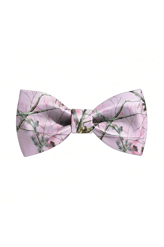 HBDesign Men's Camo Bow Tie Adjustable Regular Fit for Formal Business & Parties(Light Pink)