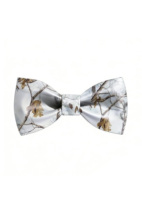 HBDesign Men's Camo Bow Tie Adjustable Regular Fit for Formal Business & Parties(White)