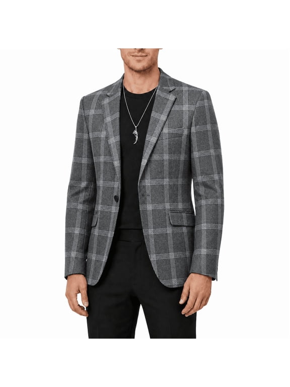 HBDesign Men's Casual Plaid Blazer Quick Dry Slim Fit Lightweight Casual Coat Business Suit Jacket