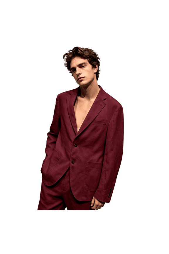 HBDesign Men's Summer Linen Blazer Lightweight Unstructured Casual Suit Jacket Business Casual Daily Wear Breathable Sport Coat