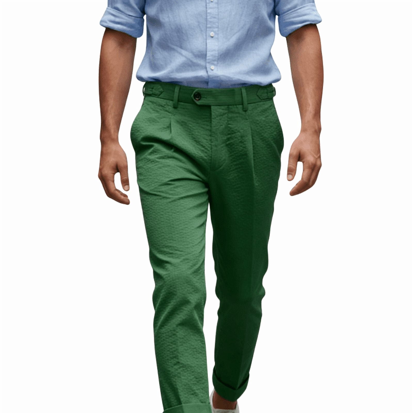 HBDesign Men's Summer Seersucker Pants Lightweight Breathable Slim