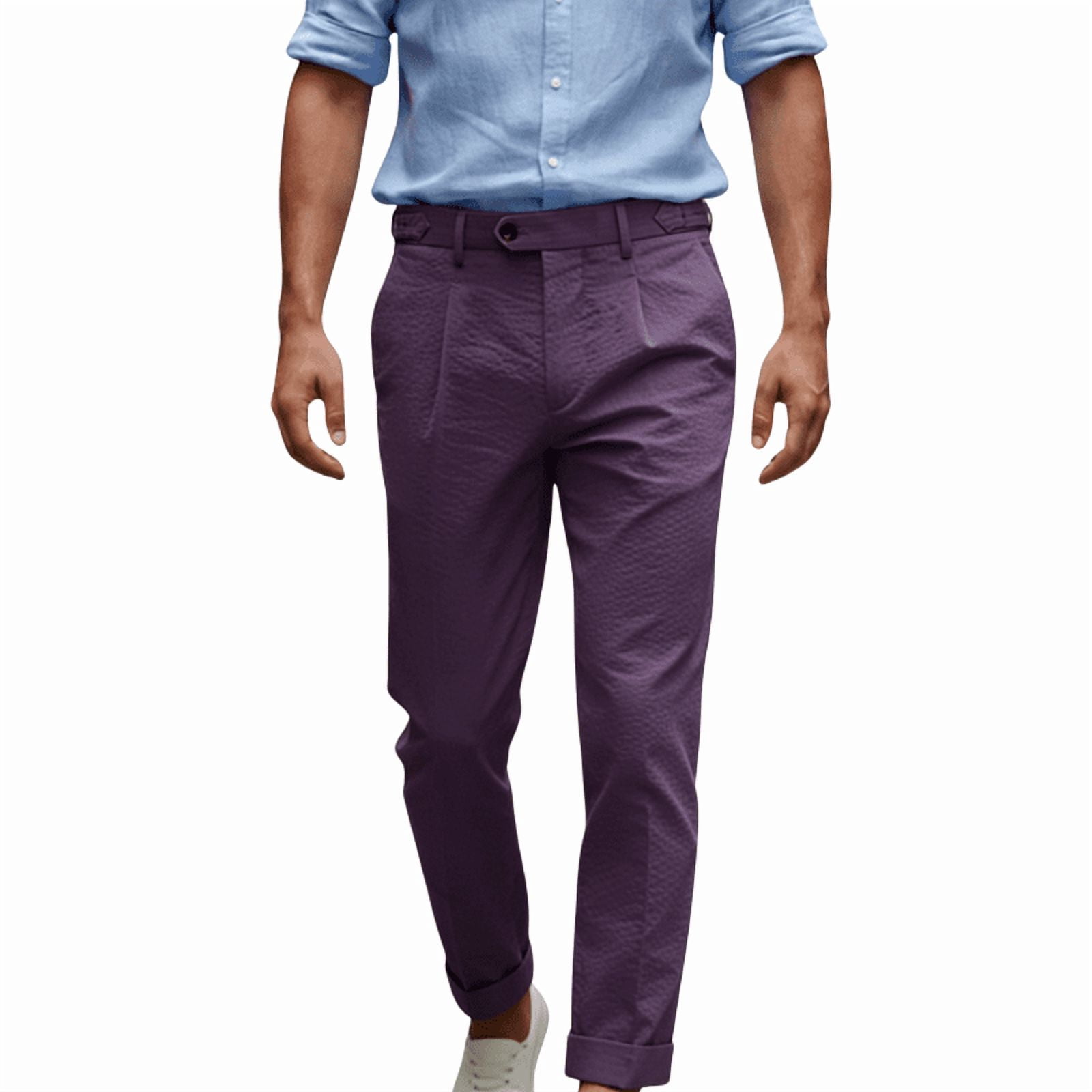 HBDesign Men's Summer Seersucker Pants Lightweight Breathable Slim