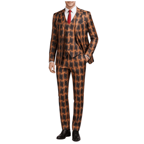 HBDesign Mens 3 Piece Double Breasted Suit Set, Blazer Vest Pants for Business Party