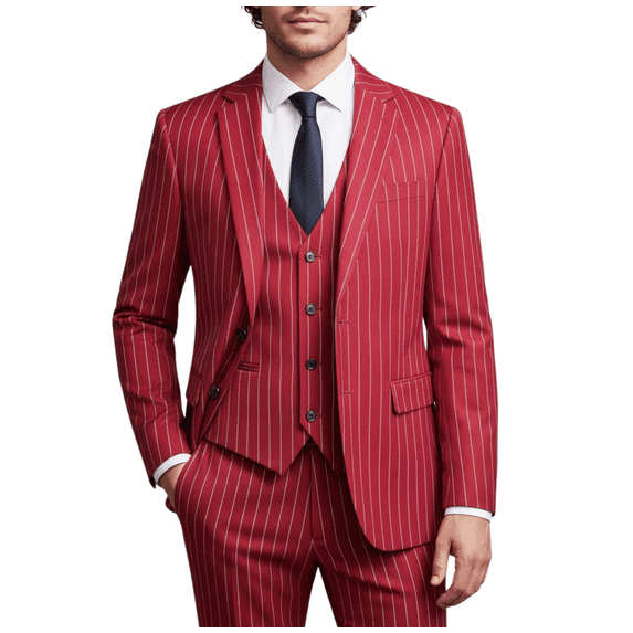 HBDesign Mens 3 Piece Suit Set Summer Lightweight Slim Fit Blazer Vest Pants Pinstripe for Business