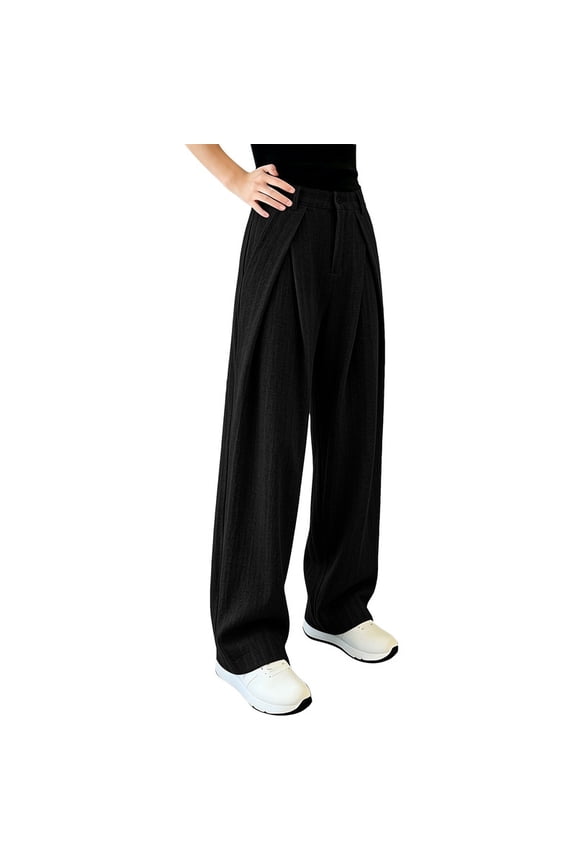Mens Linen Wide Leg Pants Casual Pleated Summer Breathable Loose Daily Trousers