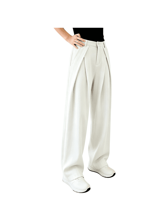 Mens Linen Wide Leg Pants Casual Pleated Summer Breathable Loose Daily Trousers