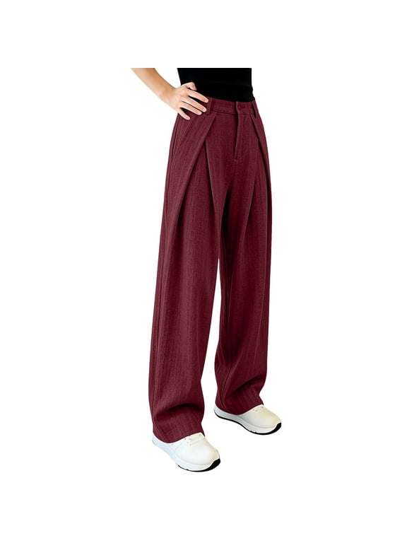 Mens Linen Wide Leg Pants Casual Pleated Summer Breathable Loose Daily Trousers