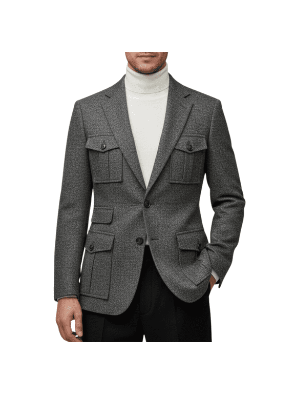 HBDesign Mens Premium Tweed Jacket Thick Warm Winter Outerwear Classic Heritage Style