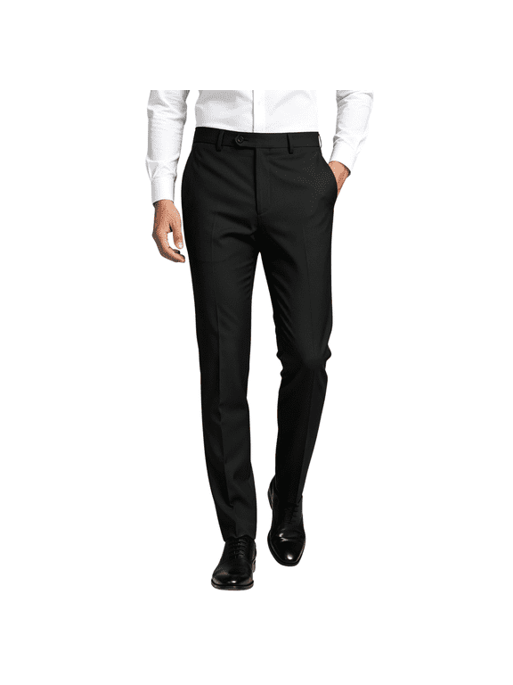 HBDesign Mens Regular Fit Dress Pants Serge Fabric Business Casual for Office Daily,Multiple Colors and Sizes Available.
