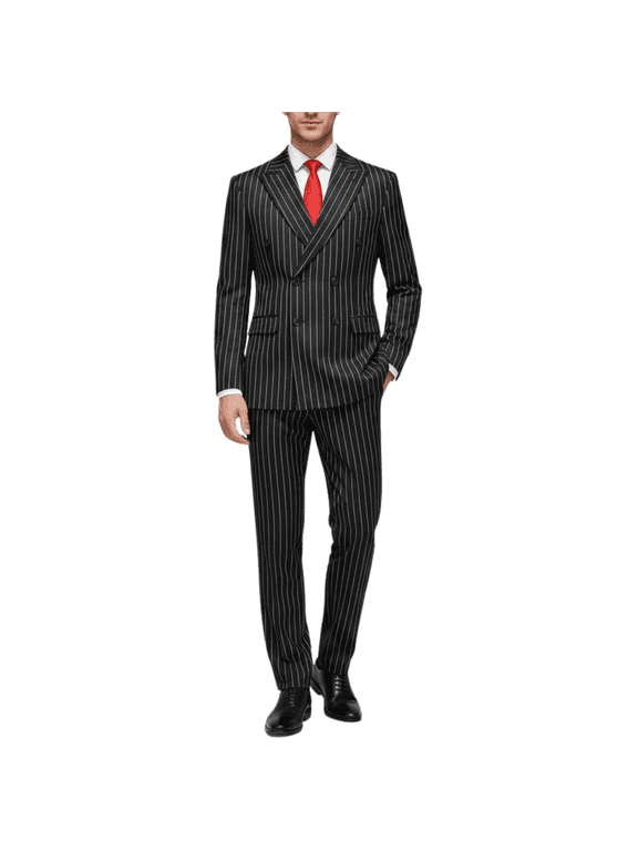 HBDesign Mens Summer 2 Piece Double Breasted Suit Set Quick Dry Peak Lapel Blazer Pants Business Formal Wedding