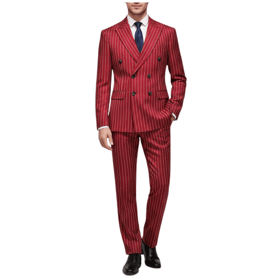 HBDesign Mens Summer 2 Piece Double Breasted Suit Set Quick Dry Peak Lapel Blazer Pants Business Formal Wedding