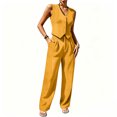 thumbnail image 1 of HBDesign Women Summer Seersucker 2 Piece Set V-Neck Vest Wide Leg Pants Slim Fit Outfit, 1 of 6