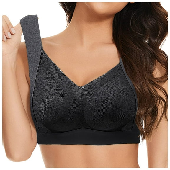 HBFAGFB Bras for Women Comfortable Breathable Wide Shoulder Strap Vest Seamless Underwear Black Size XL