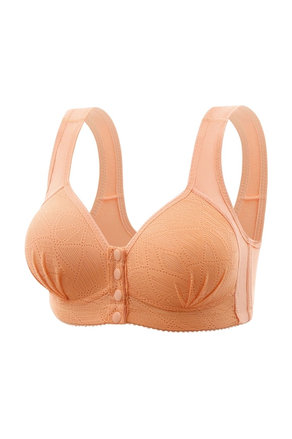 Bras for Women Front Button Built-In Bra Lightweight and Comfortable Padded Bras Orange Size 38