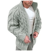 HBFAGFB Cardigan for Men Autumn and Winter Jacquard Casual Light Button Sweater Jacket Grey Size L