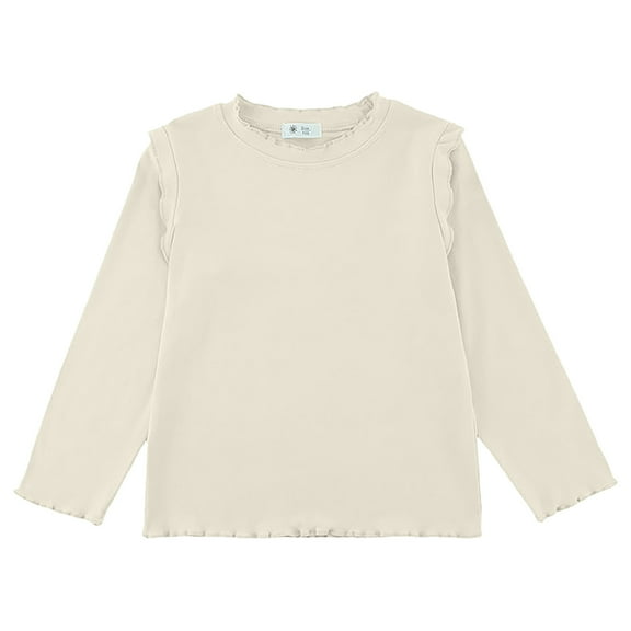 HBFAGFB Girls Undershirts Lightweight and Comfortable Long Sleeve Shirts Kids Fall Clothes Beige Size 100