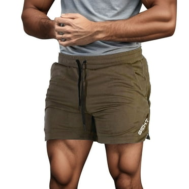 HBFAGFB Gym Shorts Men Running Workout Basketball Drawstring Casual Pants with Pockets Khaki Size M