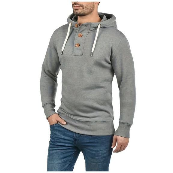 HBFAGFB Hoodie Mens Fashion Spring and Autumn Button Decoration Casual Sweatshirt Going Out GY2 Size L