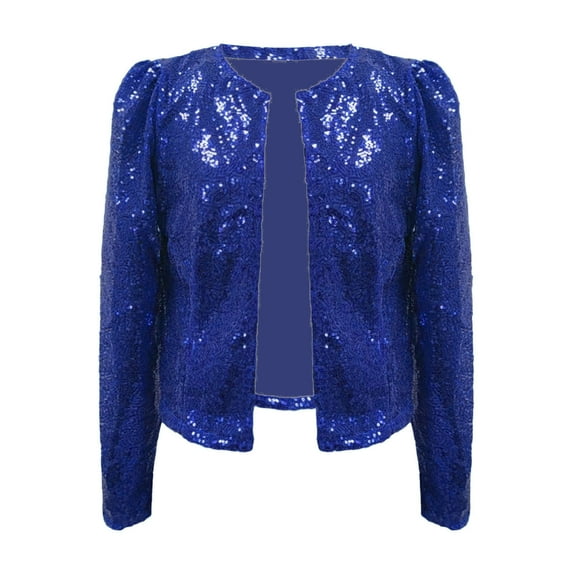 HBFAGFB Cardigan for Women Sequin Sparkling Long Sleeves Jacket Party Fashion Clothing Blue Size XL