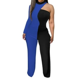 Fashion Color-Block Off-The-Shoulder Backless Long Jumpsuits Fashion Color-Block Off-The-Shoulder Backless Long Jumpsuits