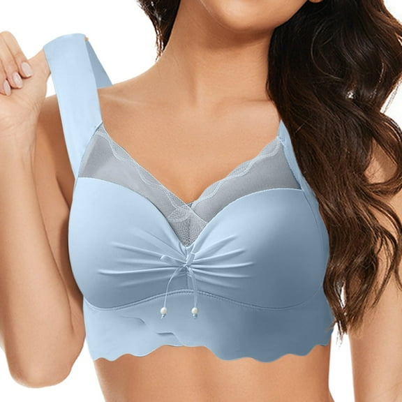 HBFAGFB Ladies Bras Womens Fashion Lace Edge Without Steel Ring Softness and Comfort Bra Blue Size XXXXL