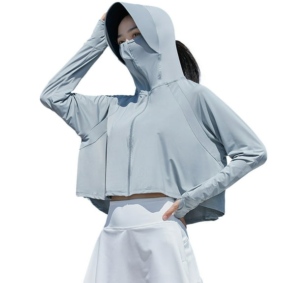 HBFAGFB Ladies Cardigan Womens Fashion Ice Silk Sun Clothing Summer Outdoor Light Jacket Grey Size One Size