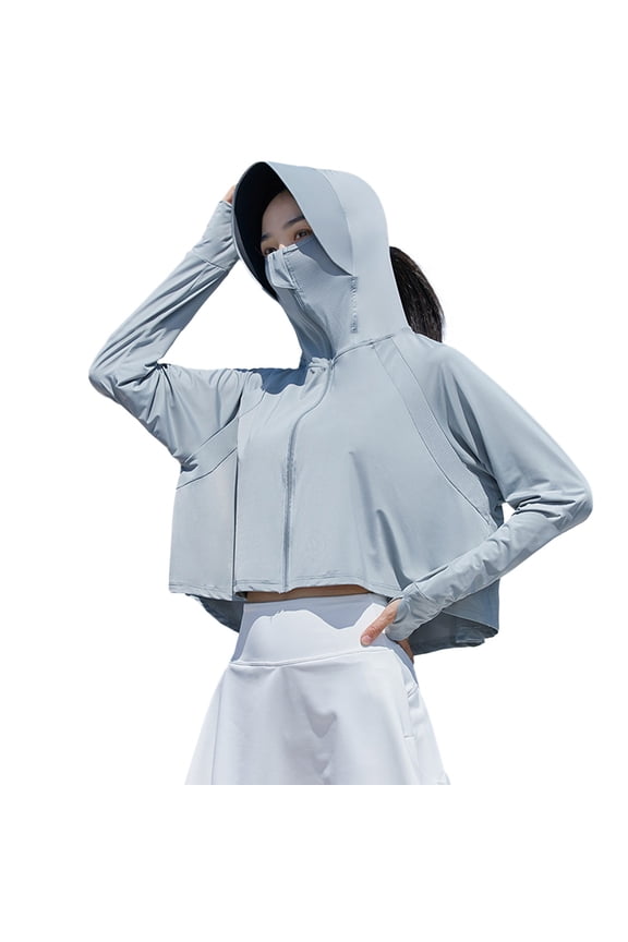 Ladies Cardigan Womens Fashion Ice Silk Sun Clothing Summer Outdoor Light Jacket Grey Size One Size