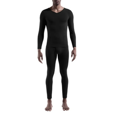HBFAGFB Mens Thermals Top and Bottom Set Autumn and Winter Underwear Comfortable Pants Black Size XXL