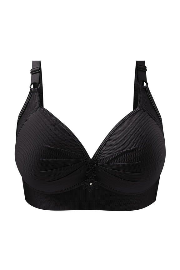 Padded Bras for Women Push up Wireless Bra Soft Comfortable Underwear Daily Wear Black Size 40