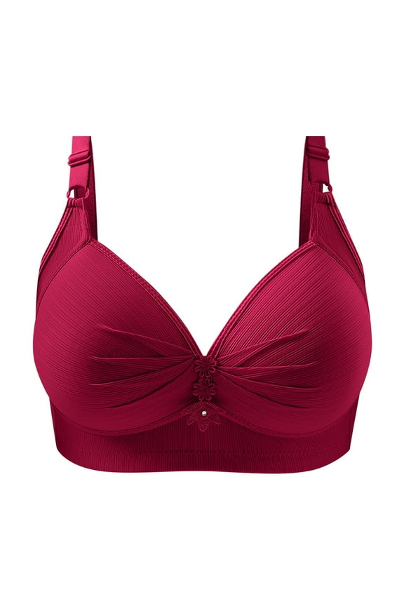 Padded Bras for Women Push up Wireless Bra Soft Comfortable Underwear Daily Wear Red Size 40