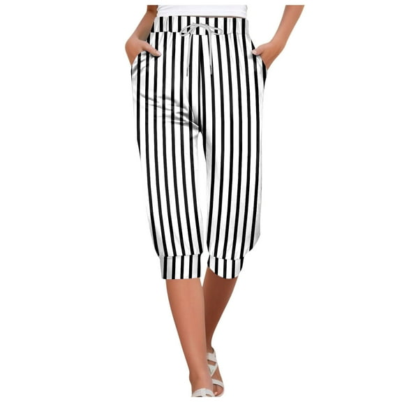 HBFAGFB Pants for Women Fashion Casual Lace up Capri Pants Vacation Going Out with Pockets Black Size XXL