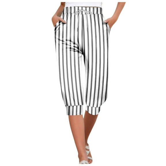 HBFAGFB Pants for Women Fashion Casual Lace up Capri Pants Vacation Going Out with Pockets Grey Size S