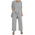 thumbnail image 1 of HBFAGFB Pantsuit for Women Fashion Casual Long Tops Wide Leg Pants with Pockets Daily Wear Grey Size L, 1 of 5