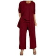 thumbnail image 1 of HBFAGFB Pantsuit for Women Fashion Casual Long Tops Wide Leg Pants with Pockets Daily Wear Red Size L, 1 of 5